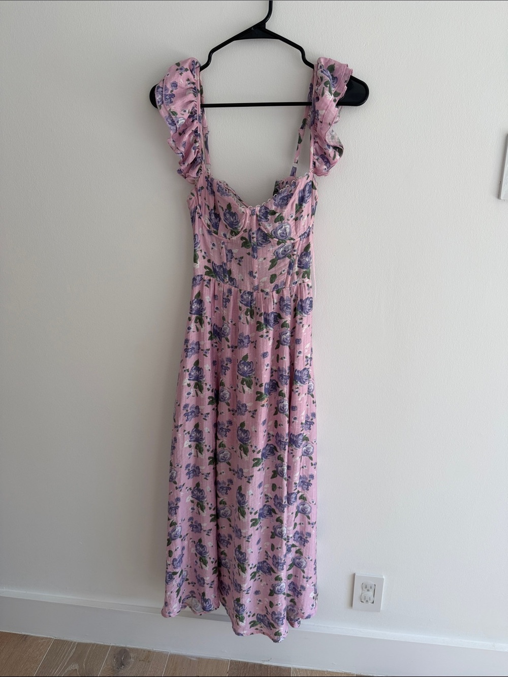 Astr Pink Floral Maxi Dress with Purple & Green Print